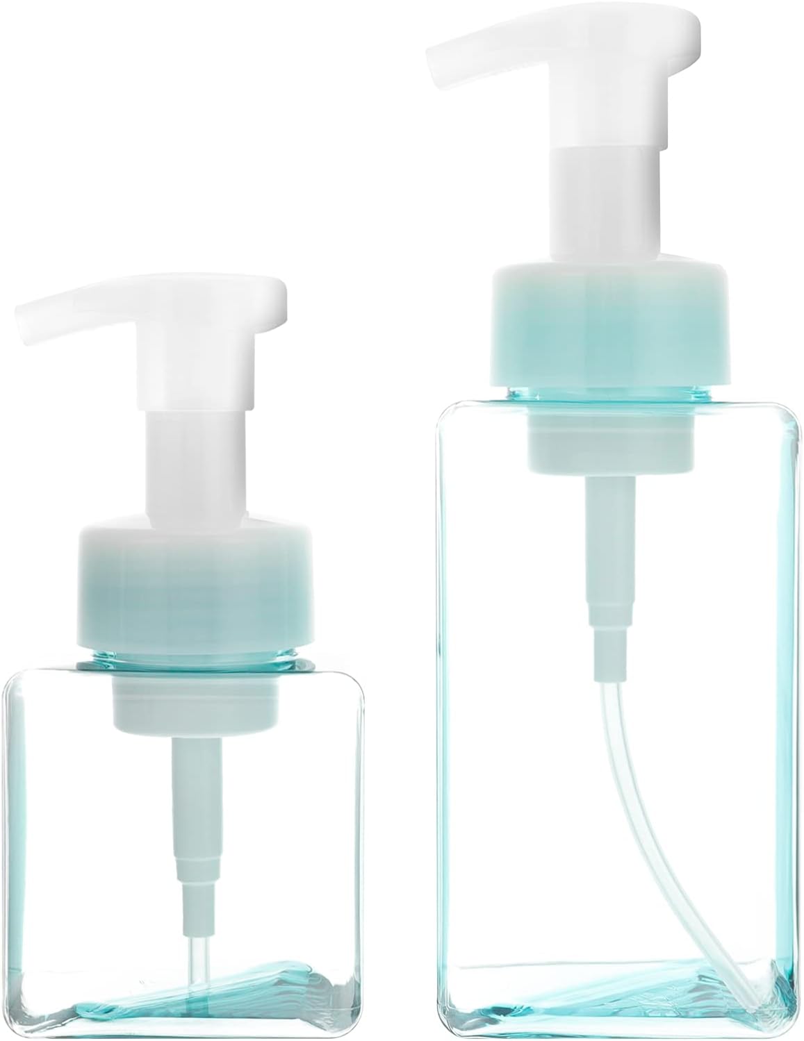 Hemoton 2pcs Empty Refillable Foam Mousse Pump Bottle Liquid Soap Dispensers Clear Foaming Pump Bottle for Emulsion Shampoo Liquid Soap Blue