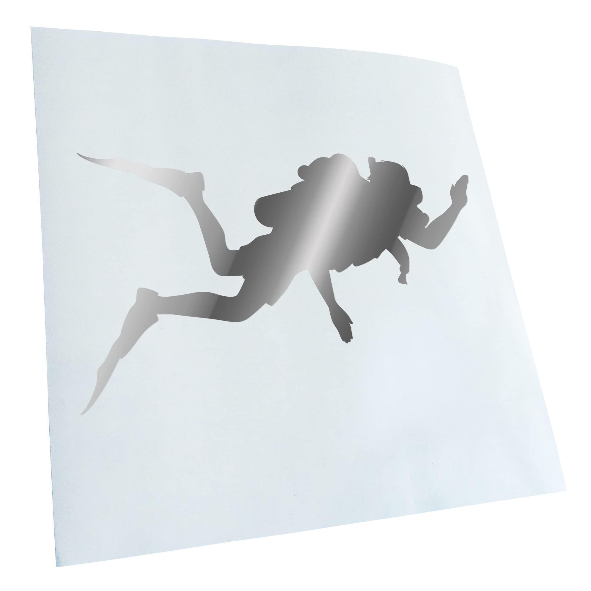 Kiwistar - Car Sticker - Chrome - 24 x 14 cm Diver Silhouette - Rear Window Car Sticker Weatherproof for Car Truck Moped Truck - Sticker Exterior Self-Adhesive Tuning Accessories for Window Vehicle
