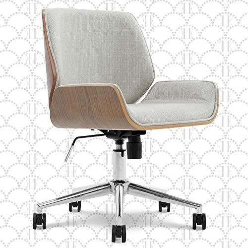 Elle Decor Ophelia Low-Back Task Modern Bentwood Home Office Armless Desk Chairs In Chrome Finish, French Gray #TOP5