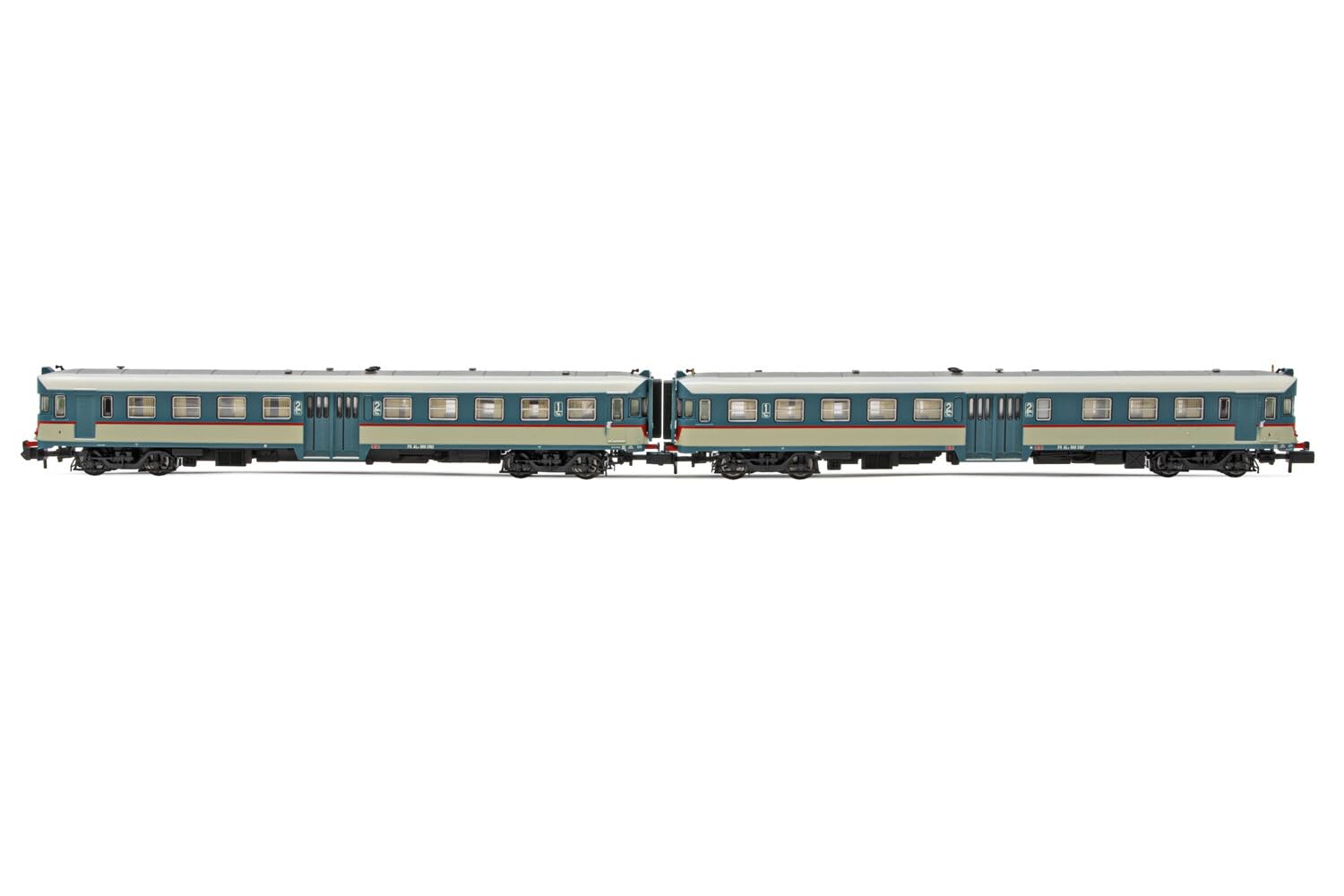 FS, confezione da 2 unità ALn 668 serie 3100, 1 porta doppia livrea originale, finestrini piani, epoca V