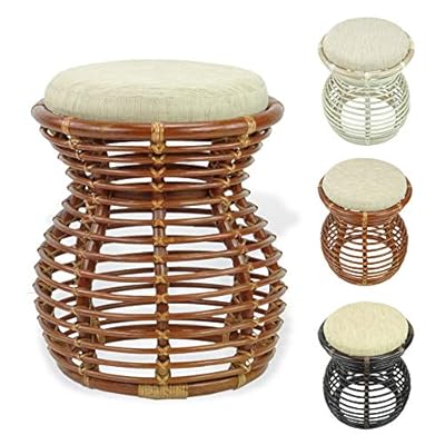 Milan Handmade Natural Rattan Wicker Ottoman Stool Vanity Bedroom Fully Assembled Colonial (Light Brown)… 514Ncdk6+sL. SS400
