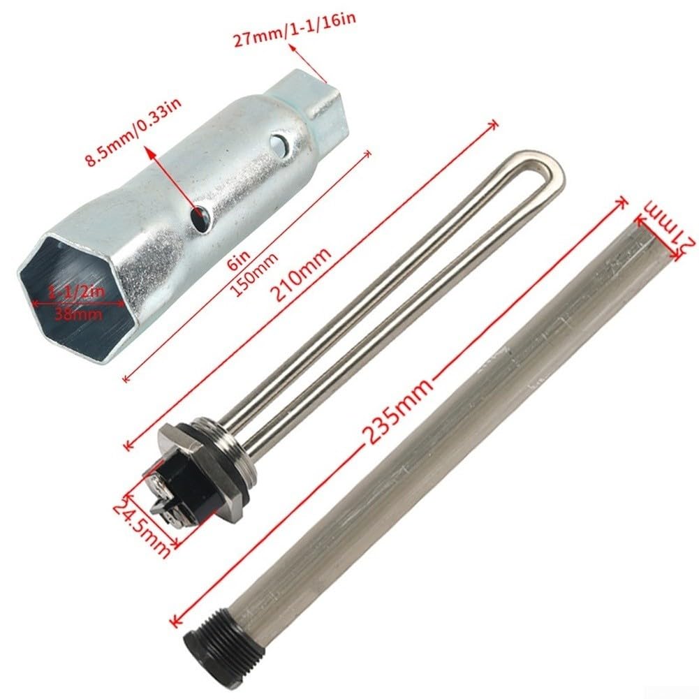 Cartuccia riscaldante 21 cm in acciaio inox 316 per stoccaggio dell'acqua