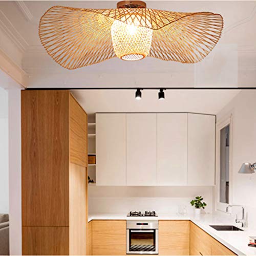 Lámpara colgante de bambú de 75cm de estilo retro con casquillo E27 para salón 5