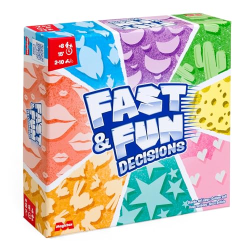 MAGICBOX Fast and Fun Decisions – Juego de Mesa Familiar y en Equipo, Juego de Cartas de Imaginación y Deducción – 2-10 Jugadores, +8 Años, 15 Min – Juego Divertido para Niños y Adultos