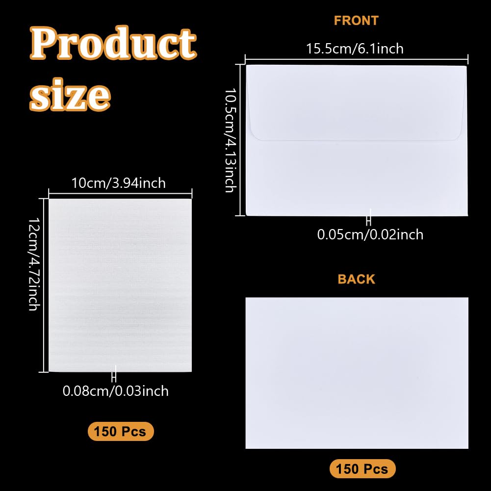 UNICRAFTALE Juego de 150 sobres de papel rectangulares blancos con protector de envío para tarjetas deportivas, 12 x 10 cm, para envío seguro y almacenamiento a largo plazo, diferentes