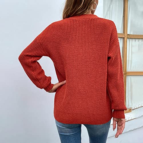 Fringe Dress Women, Women's Fall Clothes Sweaters For Women Black Sweatshirt Tunic Women's Casual Fashion 2022 Long Sleeved Knitting Solid Color Sweater Top Cute Winter Clothes (L, Red) #TOP4