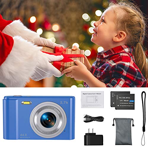 44MP Small Digital Camera for Photography Beginners, 2.7K Vlogging Camera 2.88\" IPS 16X Digital Zoom Point and Shoot Camera for Kids Teens Christmas,Thanksgiving Days,Birthdays Gift (Blue) - Thumbnail 2