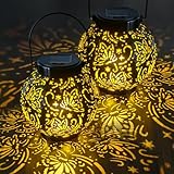 2026 Newest Solar Lanterns Light, KALAHOL 2 Pack Solar Lanterns Garden Ornaments Outdoor with Beautiful Pattern, IP44 Hanging Solar Lights Outdoor Garden for Outside Table Patio Balcony Courtyard