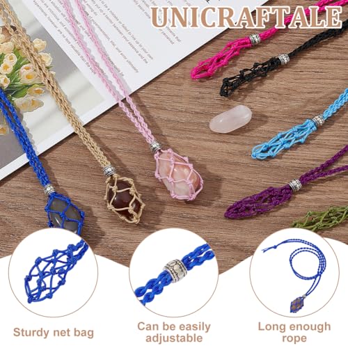 UNICRAFTALE 8 peças, suporte de colar de gaiola de cristal de 41,93 cm, 8 cores, cordão vazio, supor