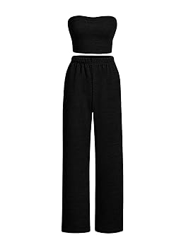 【PORTERNA】Anna Pants Top Set Sakkas Samantha Women's Bandeau Tube Top & Wide leg Gaucho