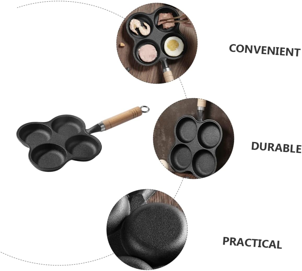 Four-hole Non-stick Egg Frying Pan Cast Iron Omelette Skillet for Breakfast Cooking Lightweight and Easy to Clean Kitchen Accessory