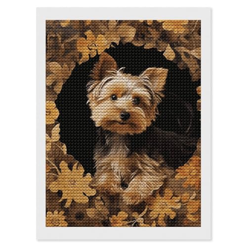 Art diamant 5D portrait de Yorkshire pour honorer votre compagnon