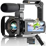 Video Camera 4K Camcorder, 56MP 30FPS IR Night Version WiFi Vlogging Camera 3.0 Inch Touch Screen 18X Zoom Digital Camera YouTube Recorder Camera with Microphone, 2.4G Remote Control, Lens Hood