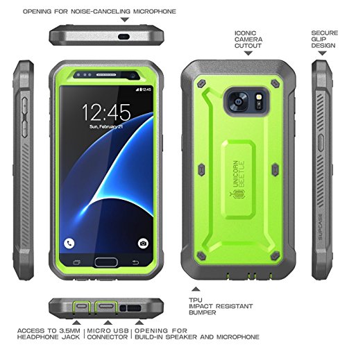 Supcase Unicorn Beetle Pro Series Case Designed For Galaxy S7, With Built-In Screen Protector Full-Body Rugged Holster Case For Samsung Galaxy S7 (2016 Release) (Green/Gray) #TOP6