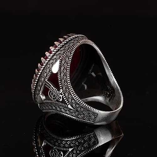 Genuine Real Natural Ruby Gemstone Ring, 28.65 Carat, Ottoman Seal Ring, Signet Ring, Sterling Silver Ring, Red #TOP4