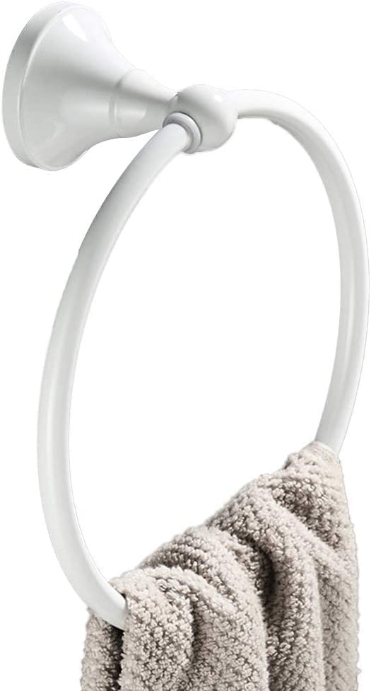 Porte-serviette rond mural blanc et anneau de ménage durable