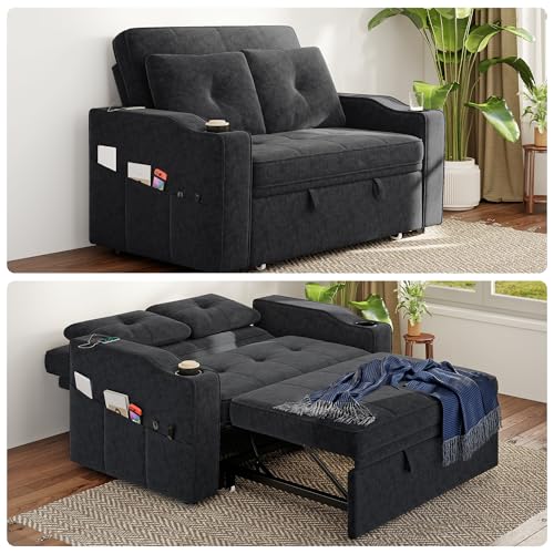 Real Relax Sofa Bed, 3-in-1 Convertible Sleeper Sofa with USB