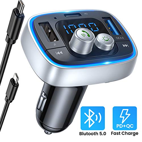 [2020 Upgraded Version] AINOPE Fm Transmitter Bluetooth for Car, 36W/6A PD&QC3.0 Bluetooth Adapter
