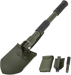 Military Portable Folding Shovel and Pickax, Entrenching Tool with Saw