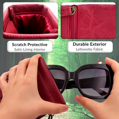 Image of MyEyeglassCase Soft Crossbody Sunglasses Case, Large to XL Squeeze Top Glasses Pouch, Women Eyeglass Holder Sleeve Travel Bag
