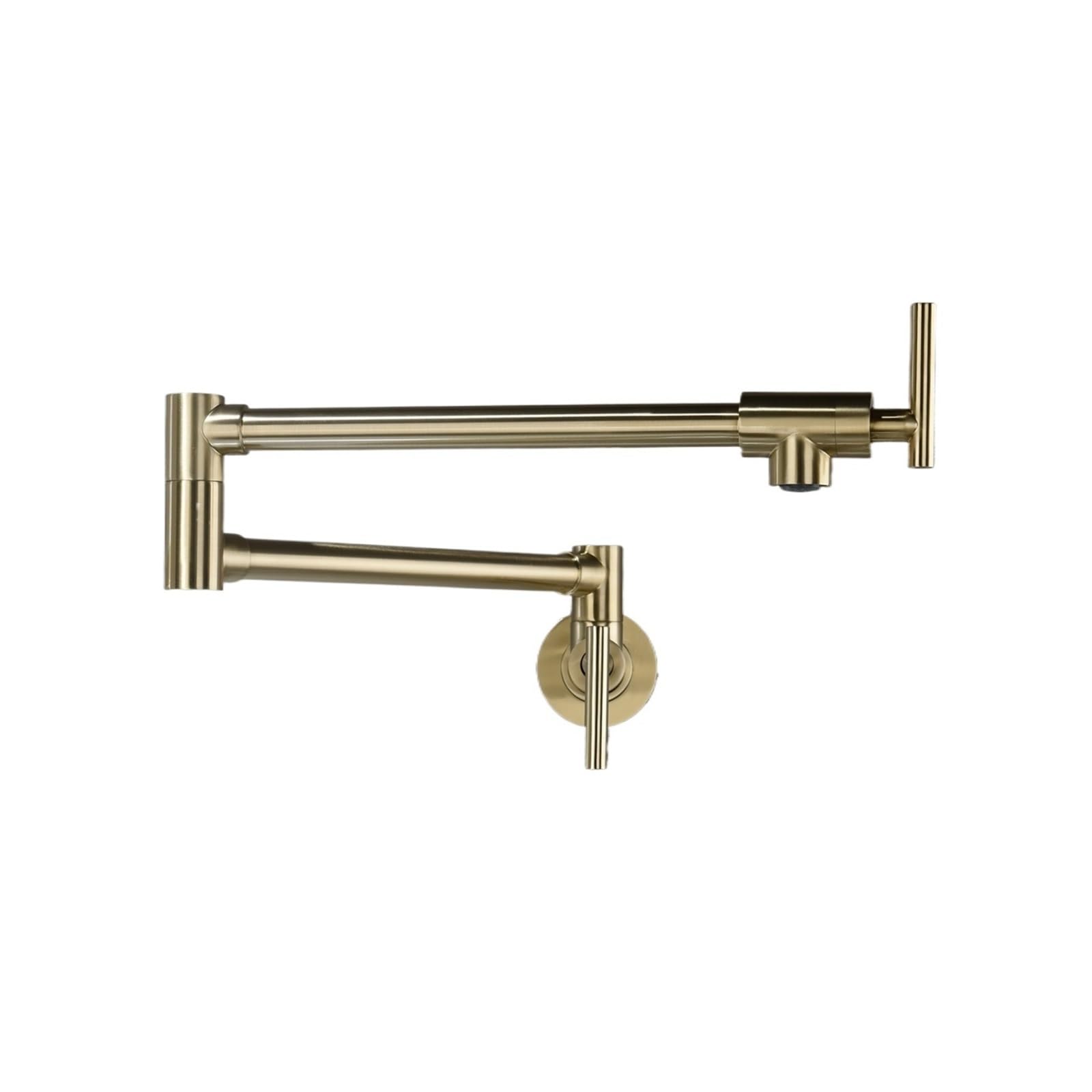 Ewsdsfs Gold Brass Pot Filler Wall Mount Faucet Folding Handle With Double Joint Swing Arms Commercial Kitchen