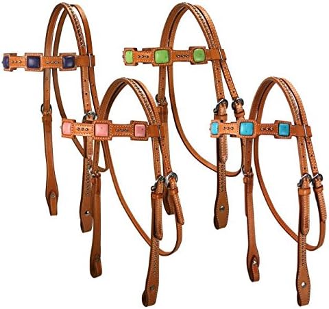 Tahoe Tack Saquaro Square Ostrich Print Brow Band Full Horse Headstall