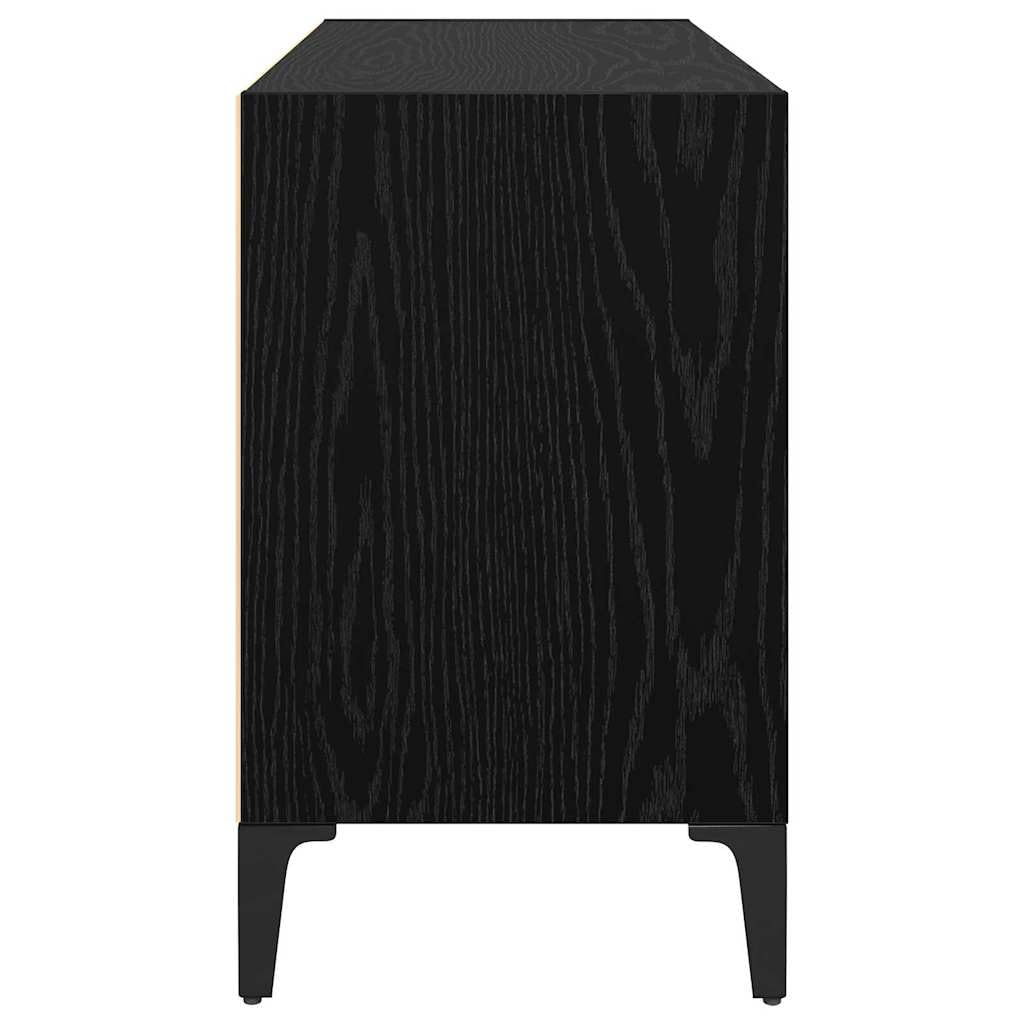 Zestaw szafek TV czarny, 69,5 x 30 x 50 cm, materiał drewnopochodny, montaż ścienny, z regałem, rustykalny, do salonu, nowoczesny uniwersalny stojak pod telewizor