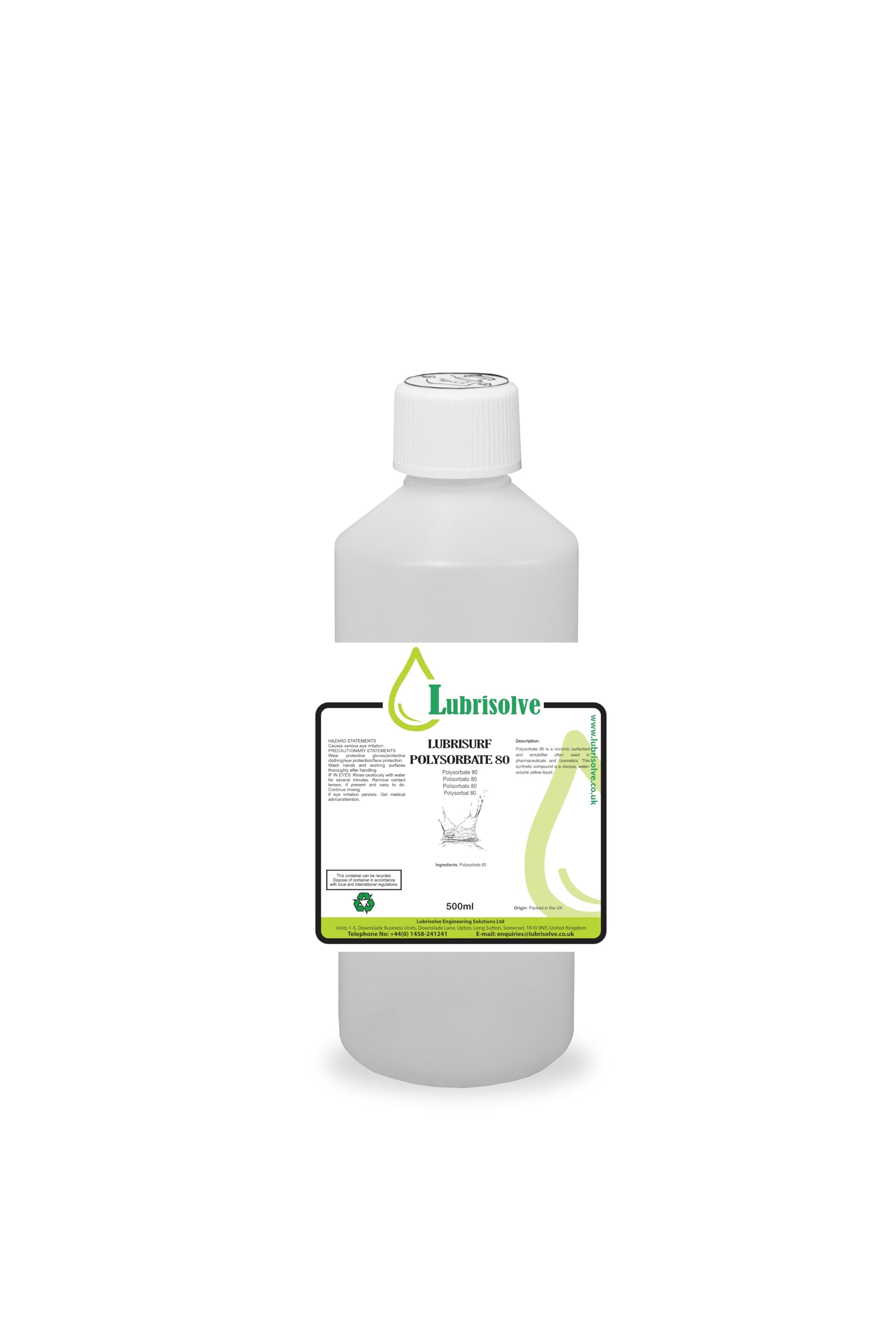 Lubrisurf Polysorbate 80 – Cosmetic & Pharmaceutical Emulsifier Liquid 500 ml