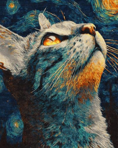 Broderie perlée chat pour décoration murale salon et chambre DIY