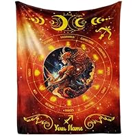 CaomeiWu Custom Sagittarius Zodiac Blanket, 50\" x 40\" Flannel Stars Astrology Themed Stuffed Vibrant Throw, Soft Nap Throw Blanket for Boys Girls Women Horoscope Lovers Gifts