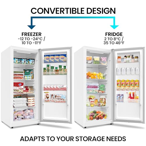 Image of Kenmore 17.0 Cubic Feet Capacity Upright freezer - Convertible Refrigerator /Freezer, 4 Shelves, Garage Ready, Meat Storage, Auto Defrost, Congelador For Home, Apartment, Basement, Dorm,White