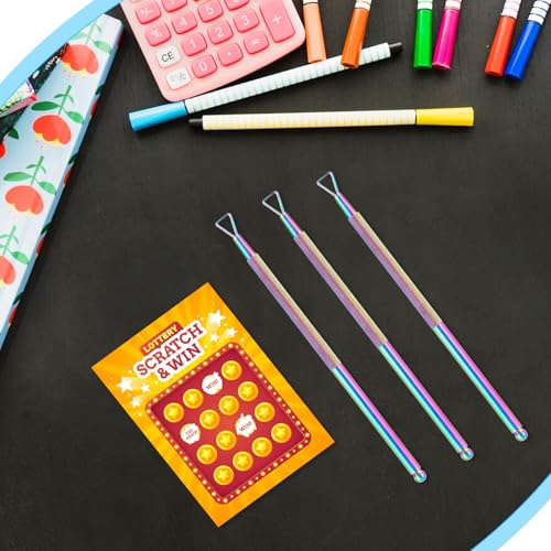 Image of Ymapinc 3PCS Lottery Scratcher Tool, Nail Scraper Tool for Lottery Enthusiasts, Metal Lottery Ticket Scratcher, Scratch off Tool Is Hard and the Lottery Ticket Is Scratched Smoothly, Rainbow Finish