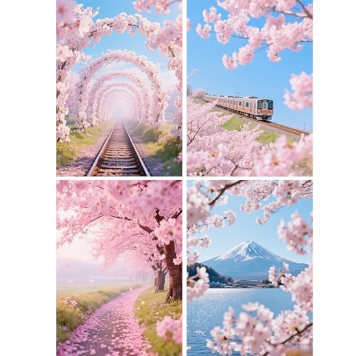 Peinture diamant adultes pour un salon zen avec ces 4 paysages japonais de 30 x 40 cm