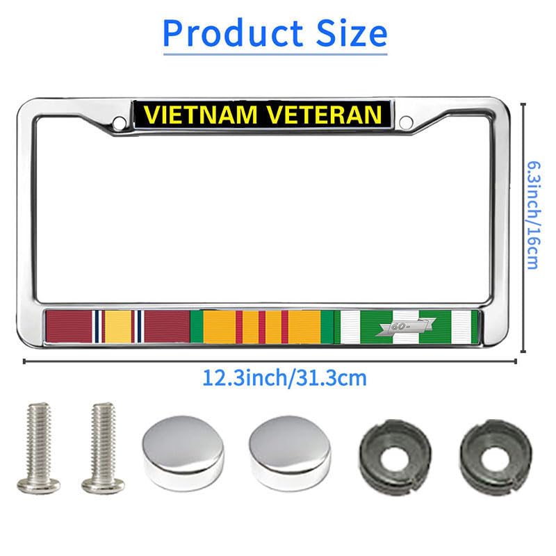 Image of Vietnam Veteran Flag Rattle-Proof License Plate Frame US Veteran Pride License Plate Frame Custom for Car Lover