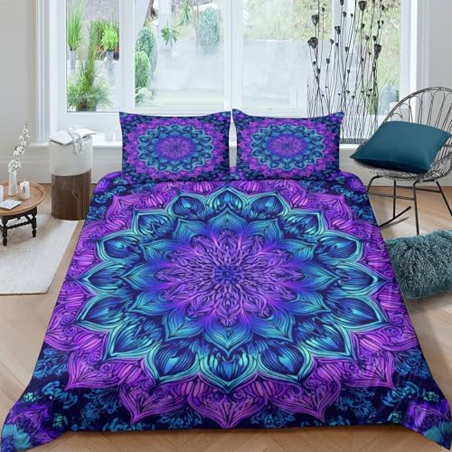 Housse de couette mandala éclair avec fermeture éclair ultra douce