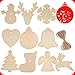 Jolik 100 Pieces Wooden Ornament Unfinished Christmas Wooden Ornaments Hanging Crafts for DIY Christmas Hanging Decoration, 10 Shapes