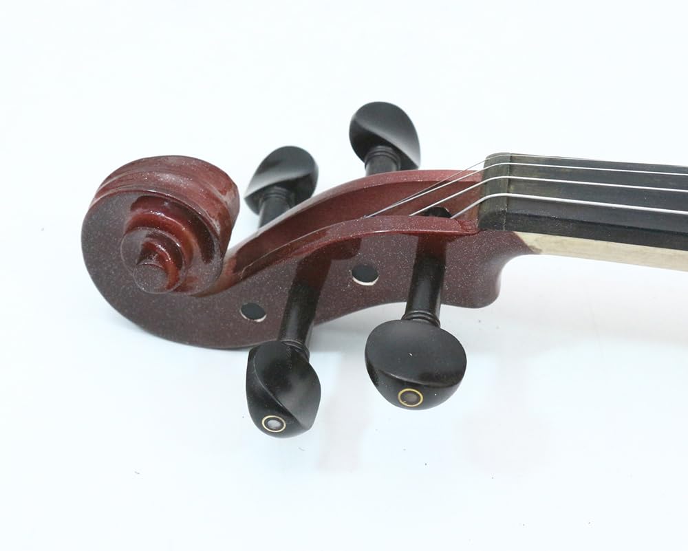 Violino elettrico 4/4 intero silenzioso in legno massello con accessori in ebano, con custodia, arco, cuffie, cavo, corde per studenti, principianti e adulti (Rosso vino), EV8 presa jack