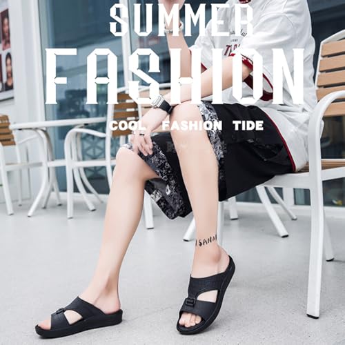 Men's Leather Fashion Sandals Classic Printing Slip-On Beach Platform Sandals Non-Slip Soft Comfortable Slide Slippers4