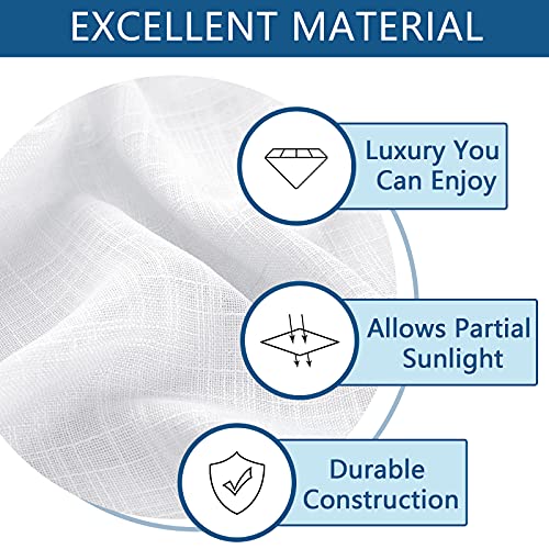 Cutewind White Sheer Tier Curtains For Bathroom Short Kitchen Tiers 30 Inches Long Linen Texture Rod Pocket Small Half Window Treatment Drapes (2 Panels, White, W25×L30 Inches ) #TOP3
