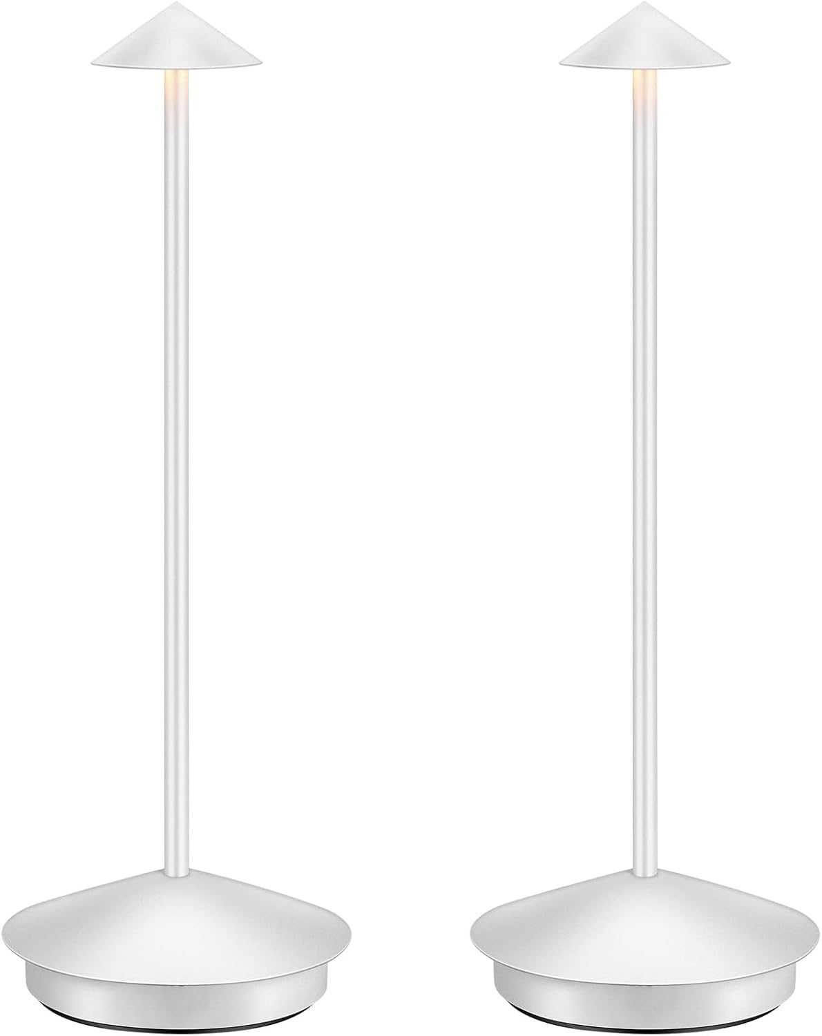 Cordless Led Table Lamp 2 Pack, Portable Outdoor Table Desk Lamp, Small Night Light Dimmable Bar Lamp in Aluminum for Restaurant Home Outdoor, Dimmable 3 Color Modes,White