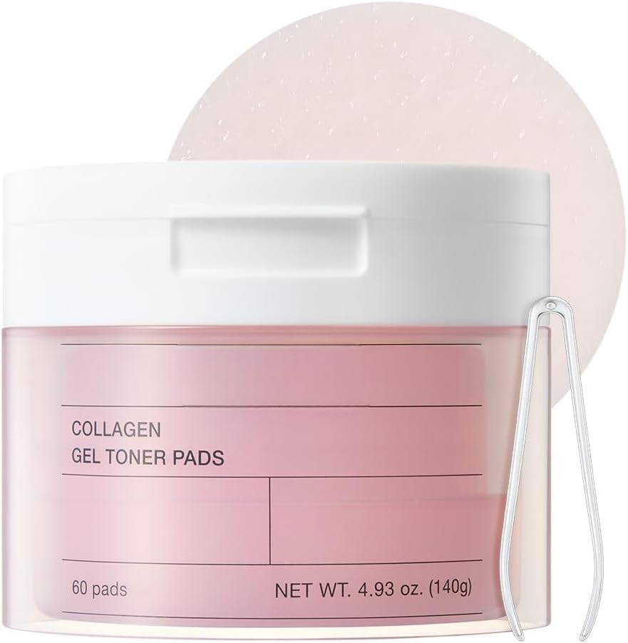 Collagen Gel Toner Pads, Pore Minimizer for Face, Improving Elasticity, Plumping Toner for Sensitive Skin, Pre-Soaked, Korean Skin Care, Mothers Day Gift-60 Pads-image-2