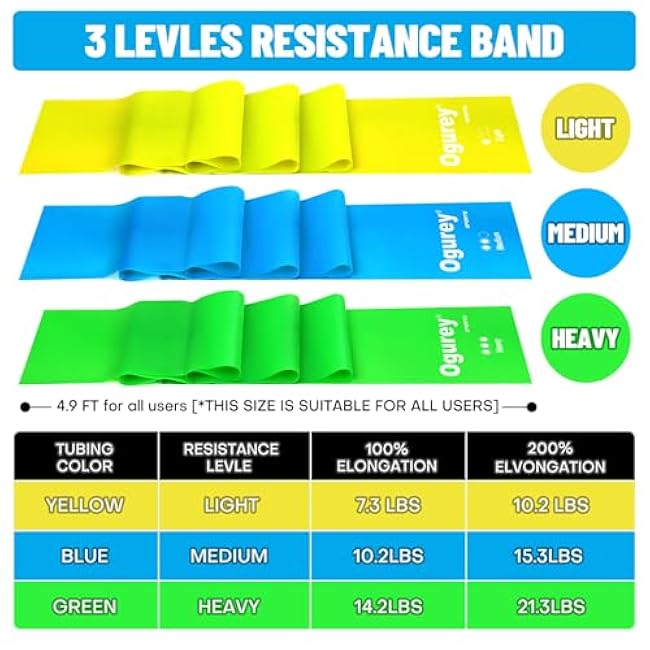 Resistance Bands, Professional Exercise Bands, Physical Therapy Bands for Strength Training, Yoga, Pilates, Stretching, Recovery, Stretch Elastic Band for Working Out, Workout Bands for Home Gym