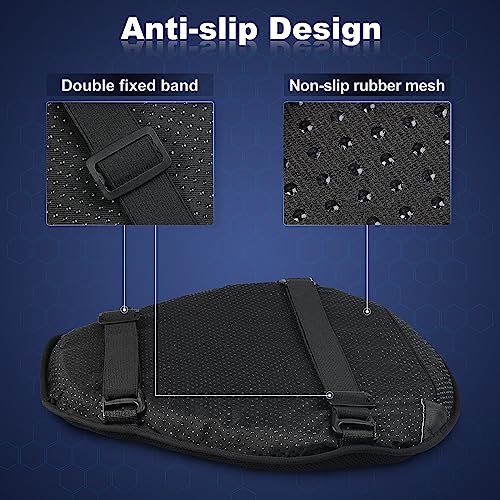 Gel Motorcycle Seat Cushion for Long Rides, Large Size, Breathable & Shock Absorbent