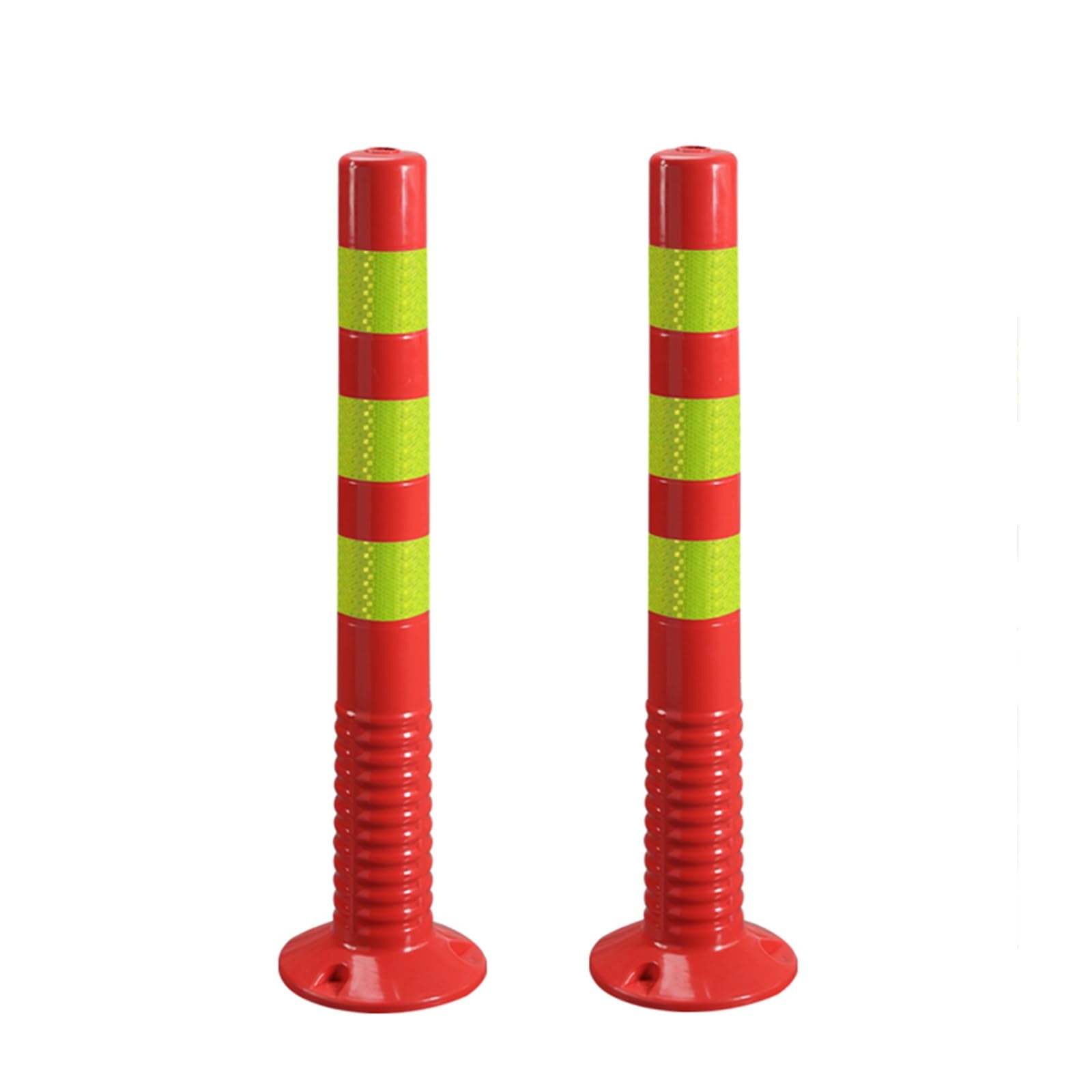 DUANHOZ parking bollards，，Reflective Traffic Safety Bollards, Portable Channelizer Posts for Construction Sites & Crowd Control, Red & White 4-Pack, Durable Parking Barriers for