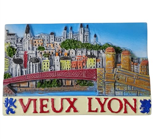 Imán decorativo Vieux Lyon Francia 3D souvenir miniatura 1
