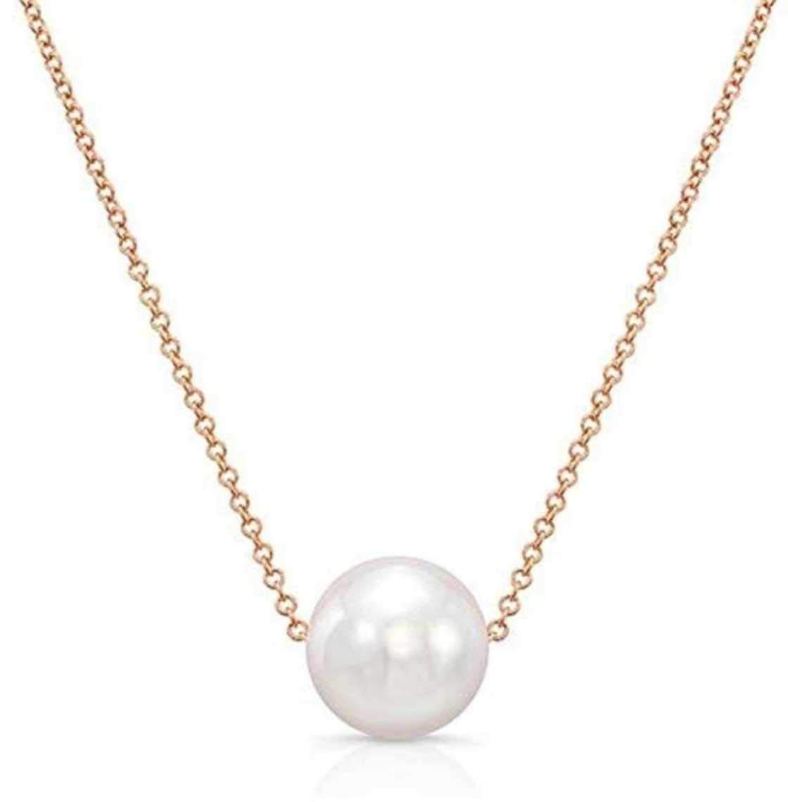 DIMIKI Gold Plated White Pearl Necklace Neck Fancy Chain for Women Girls Amazing Gift 18 Inch (B08GJWZPRH) Amazon Price History, Amazon Price Tracker