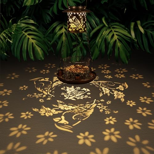 Solar-Bird-Feeder-for-Outdoor-Hanging-Gifts-for-Women-Mom-Grandma-Metal-Wild-Birdfeeder-Garden-Lantern-Decor-Lanterns-Outside-for-Yard-Patio-Lawn-Pathway-LandscapeRed-Bird Solar Bird Feeder for Outdoor Hanging Gifts for Women Mom Grandma Metal Wild Birdfeeder Garden Lantern Decor Lanterns Outside for Yard Patio Lawn Pathway LandscapeRed Bird