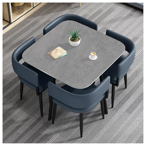 Moderno juego de mesa de comedor cuadrada de 90 cm y 4 sillas acolchadas de poliuretano, muebles de cocina elegantes para sala de estar, restaurante, comedor y silla