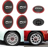 qqawy 4 pcs Wheel Centre Caps for Fiat 500 2012-2024 68078419ac, Replacement Wheel Center Cap Auto Waterproof DustProof Center Wheel Hub Caps,A
