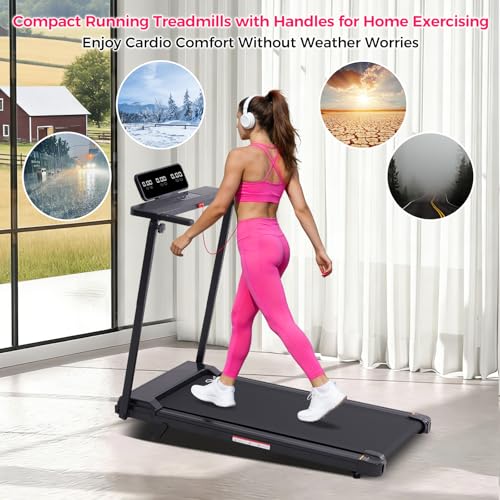 Image of Portable Treadmill for Home Small, Walking Pad with Handle Bar, 3.5HP Eelectric Walking Pad Treadmill with Handle Bar and Incline, Small Treadmills for Home Exercising, 0.6-10MPH, 400BS